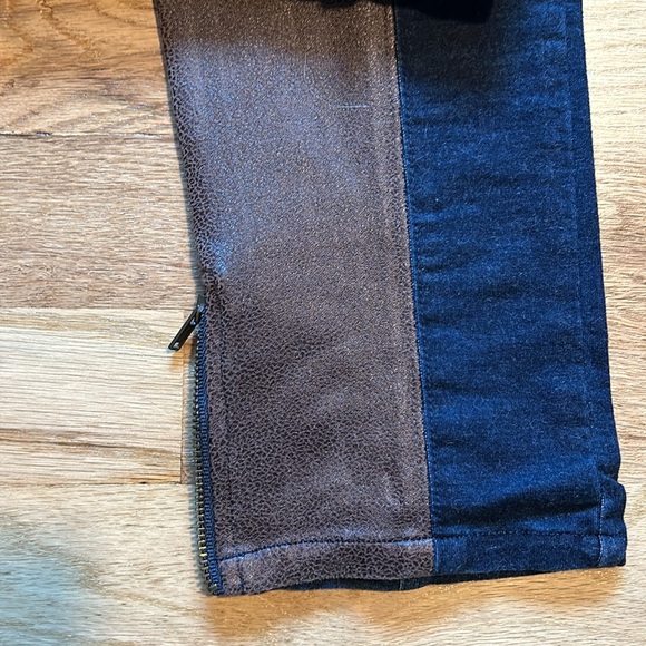 Liberty garden super stretchy jeans with leather like patches - Picture 4 of 5